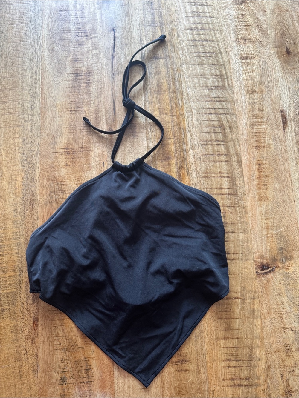 Victoria’s Secret PINK Black Halter TRIANGLE Bandanna Swim bikini Top Black NEW